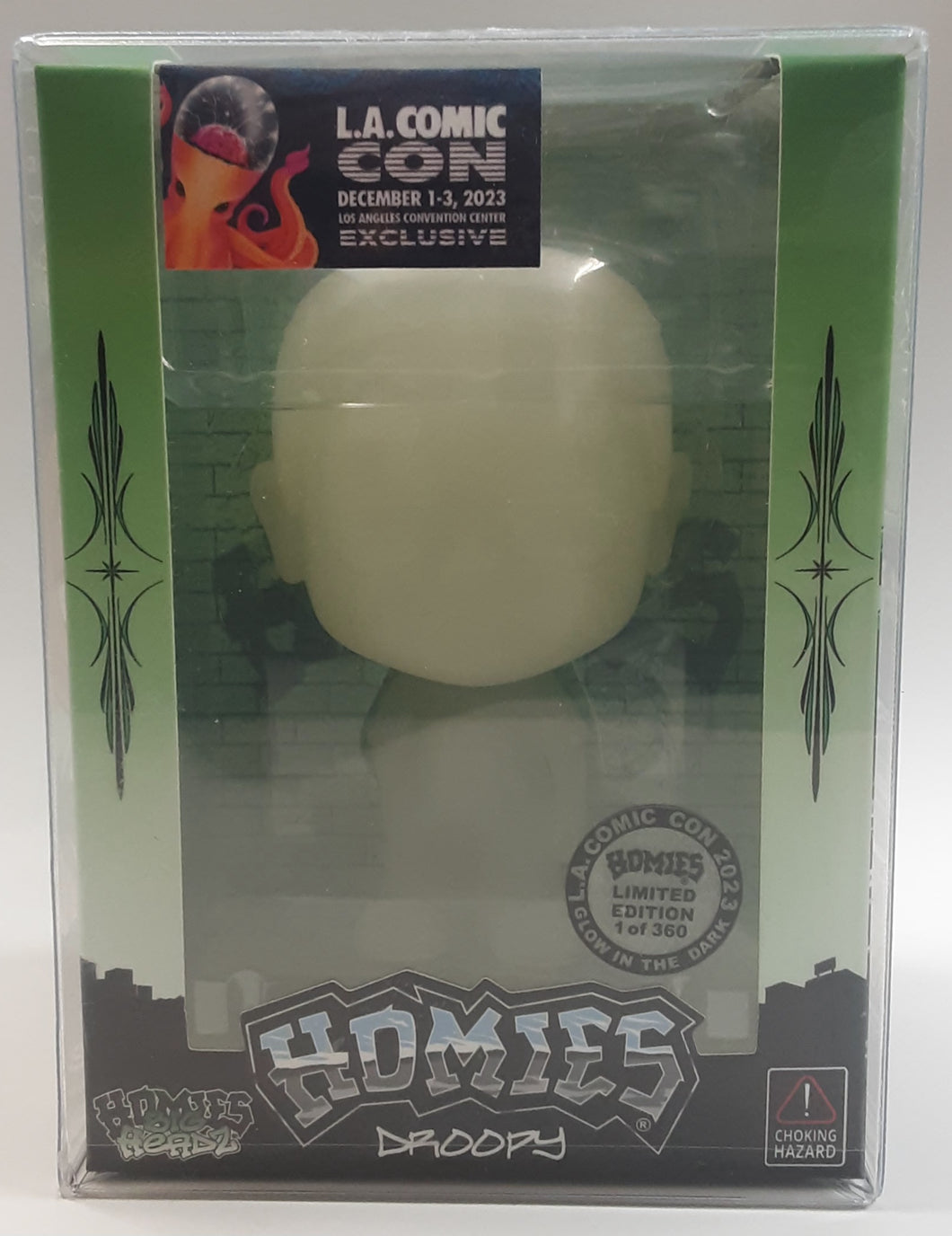 Homies Big Headz Night Glow released at the 2023 LA Comic Con Limited To 360 . DROOPY