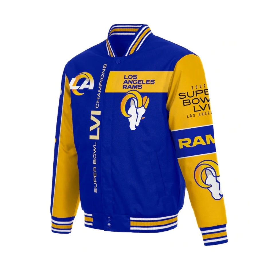 Los Angeles Rams JH Design Super Bowl LVI Champions Poly-Twill Full-Snap Embroidered Jacket - Royal