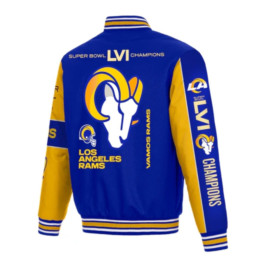 Los Angeles Rams JH Design Super Bowl LVI Champions Poly-Twill Full-Snap Embroidered Jacket - Royal