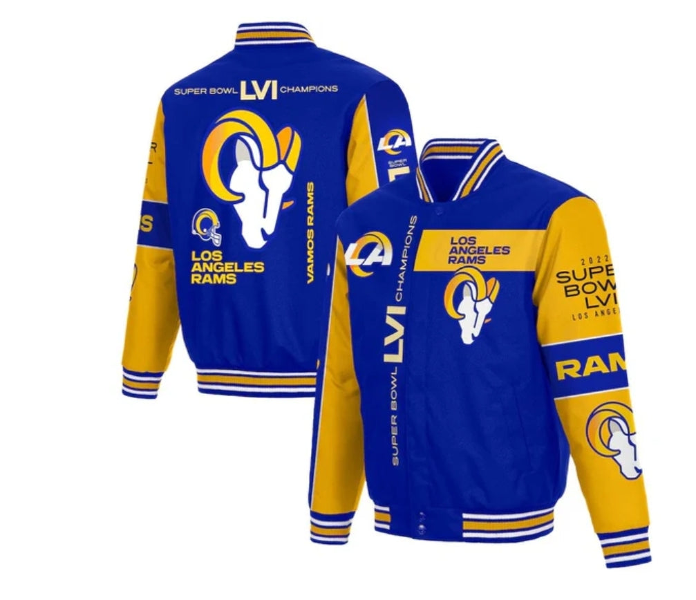 Los Angeles Rams JH Design Super Bowl LVI Champions Poly-Twill Full-Snap Embroidered Jacket - Royal